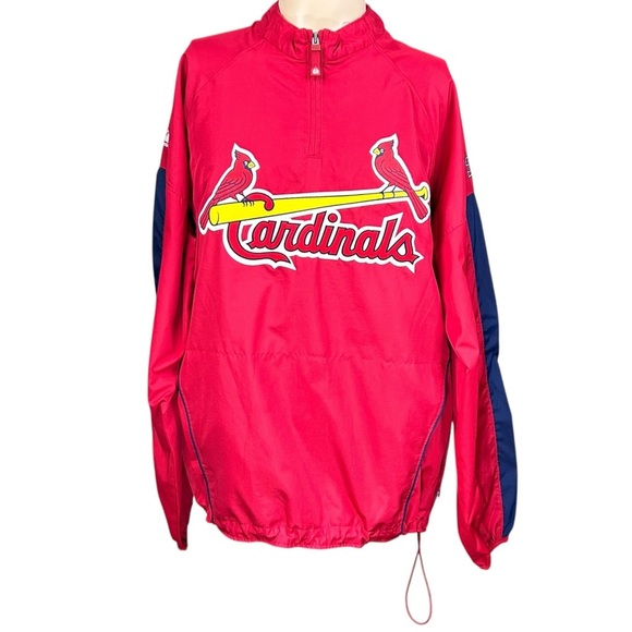 Majestic St. Louis Cardinals Jacket 1/4 Zip Pullover MLB Windbreaker - Picture 1 of 12